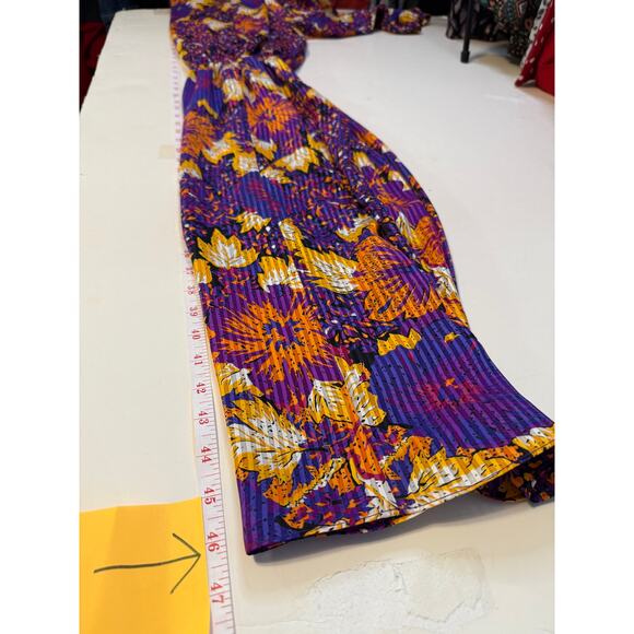 Vintage 80s Mystic Dress M – Bold Floral Pleated Midi w/ Shoulder Pads Belted - Picture 8 of 9